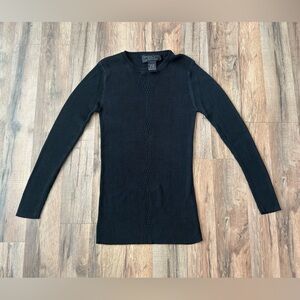 August Silk Black Ribbed Silk Knit Top